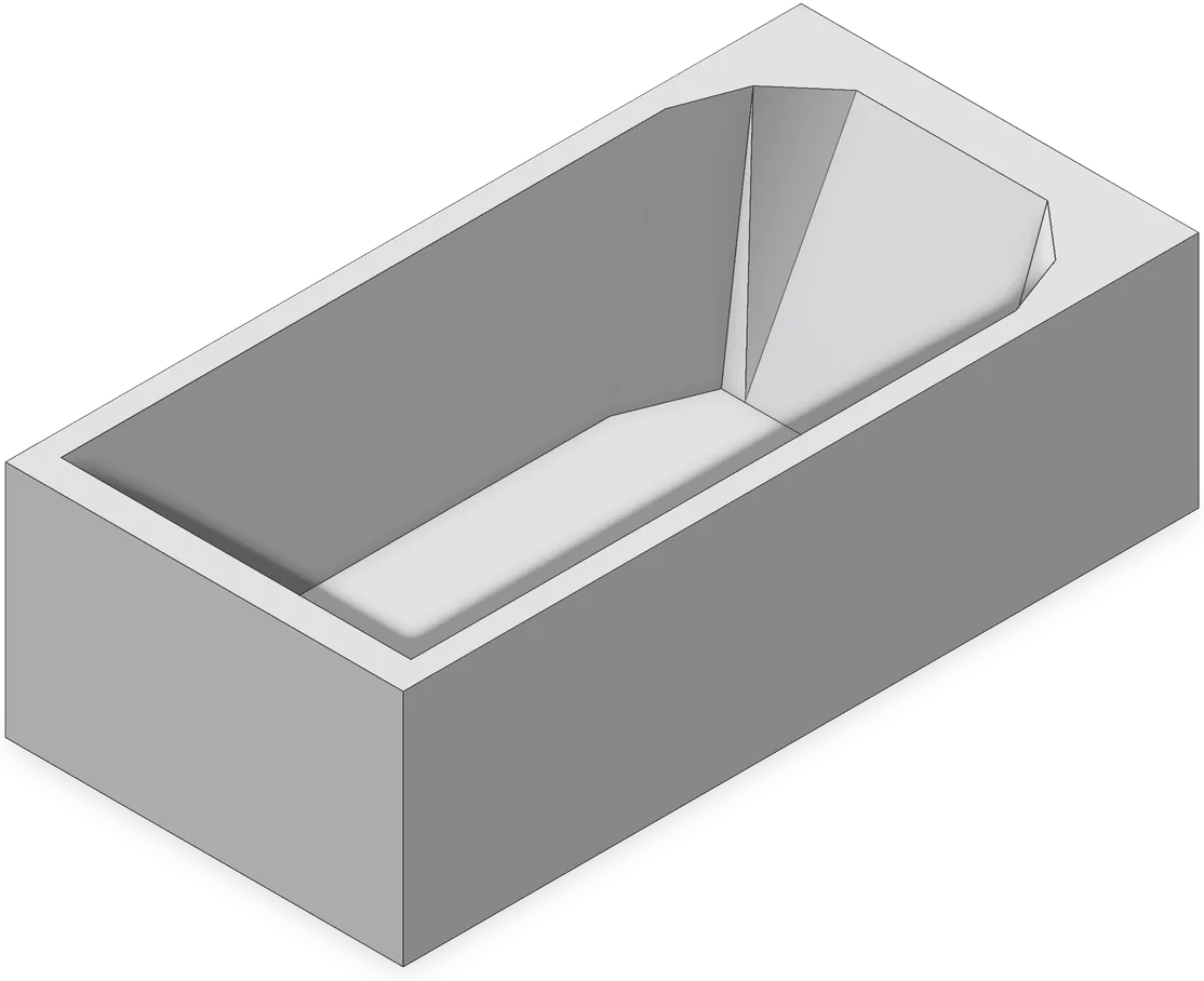 Bathtub 3D model, 35⅜″ × 70⅞″ × 21¼″