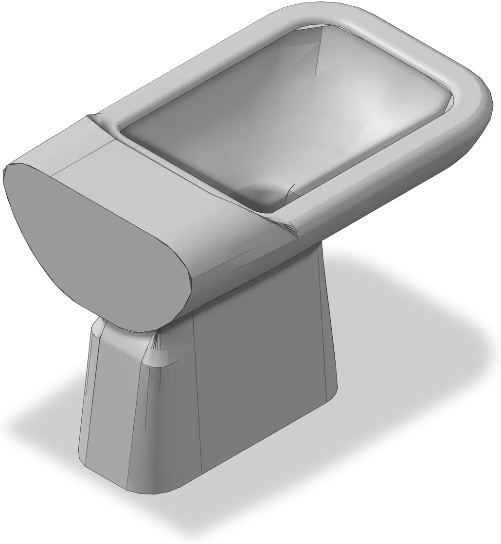 Bidet 3D model, 13⅞″ × 22¼″ × 16⅝″