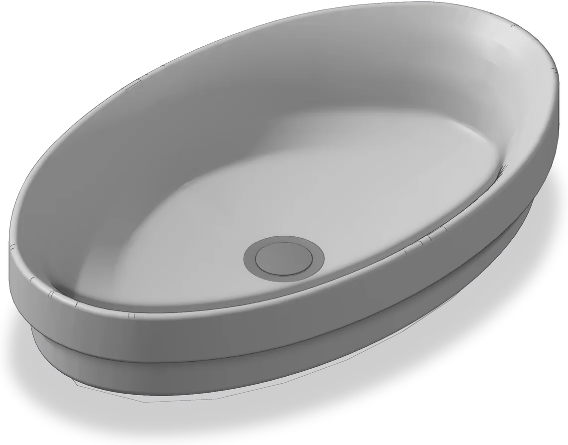 Countertop washbasin 3D model, 15⅜″ × 25″ × 5½″