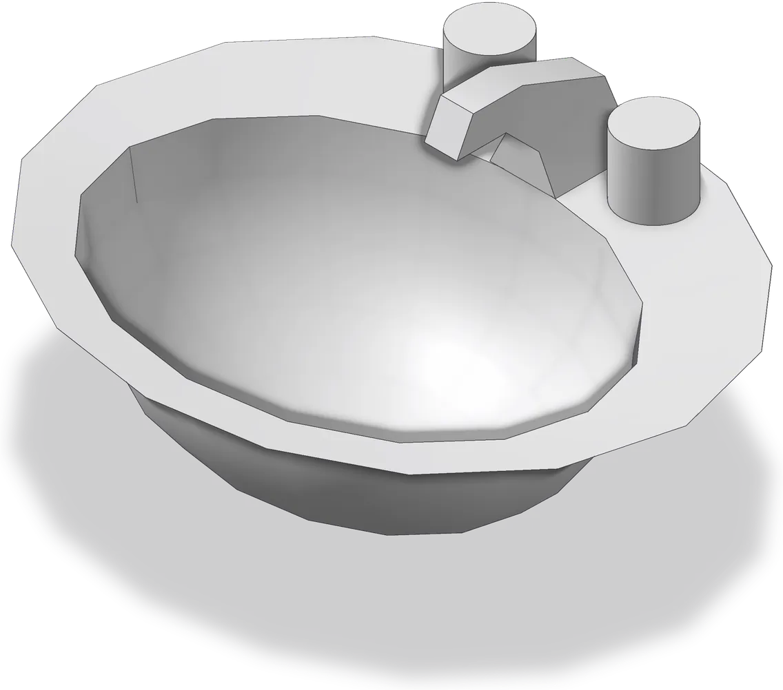 Inset sink 3D model, 18″ × 15″ × 8⅜″