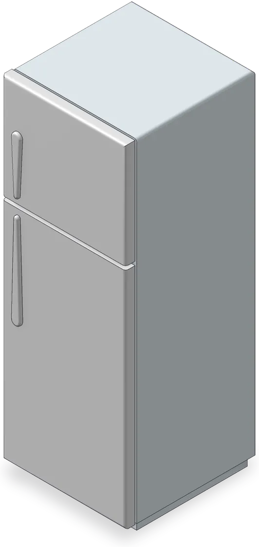 Top-freezer refrigerator 3D model, 25⅝″ × 29⅝″ × 70⅞″